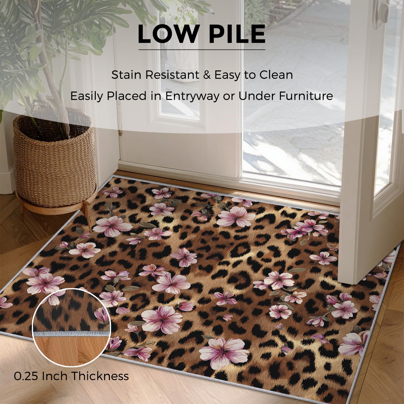 Amazon.com: Washable Floral Rug Large 3x5, Cheetah Print Area Rugs